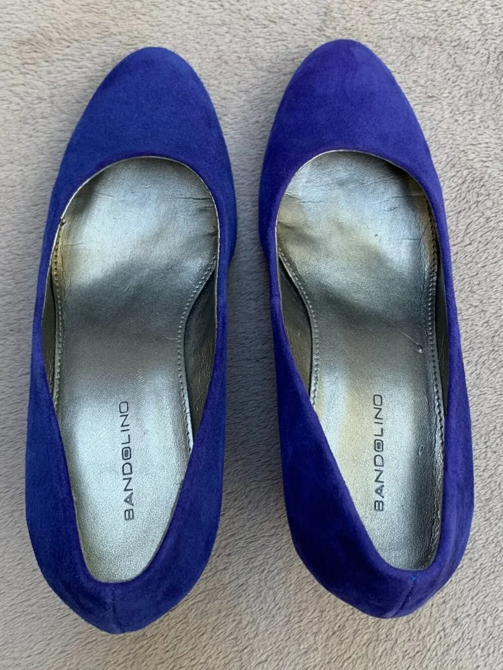 Bandolino Transpose Blue Suede Demi Wedges Sz 7.5